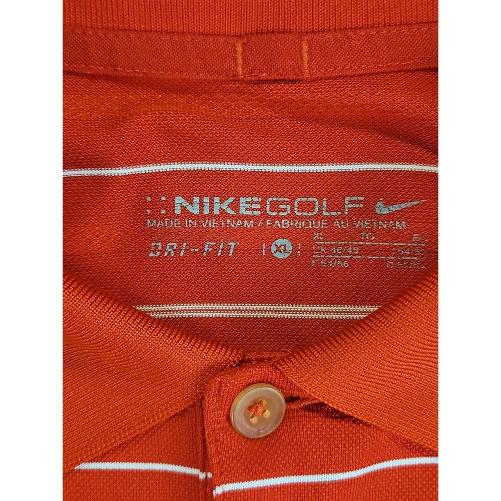 Nike Golf Polo Shirt Mens XL Red Stripe Dri-Fit Short Sleeve Performance 1569